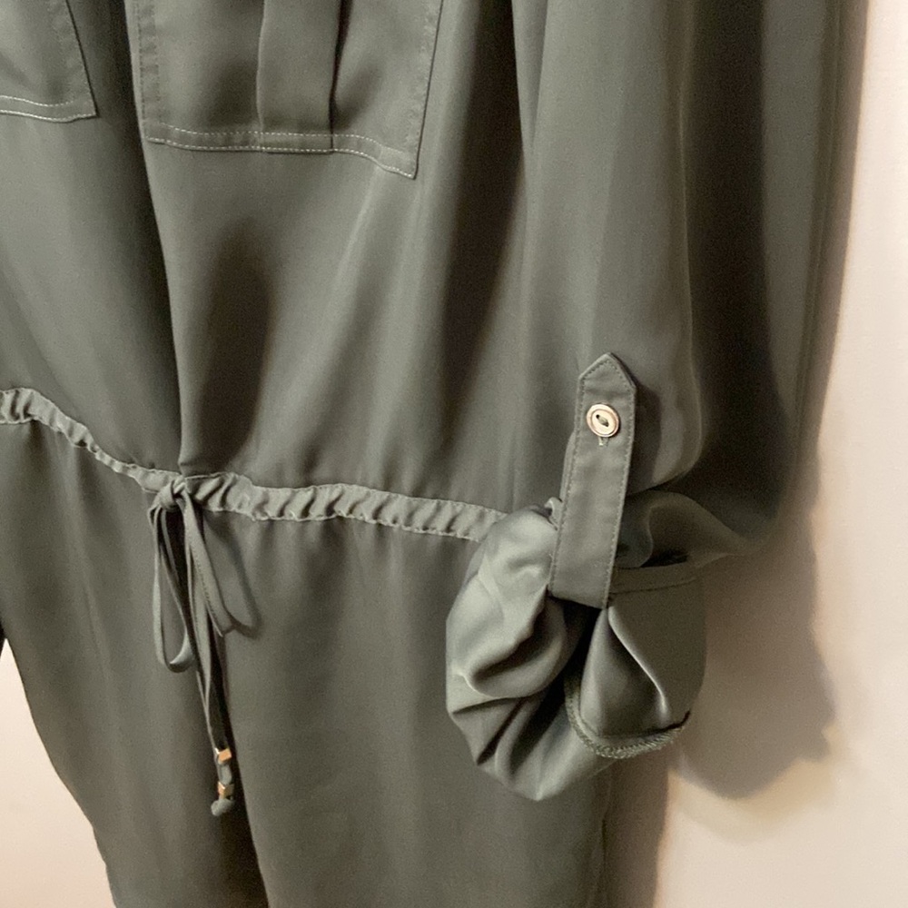 Chicos Womens Green Button Front Draw Waist Tunic Length Blouse - Size 1 (M) - Picture 4 of 10